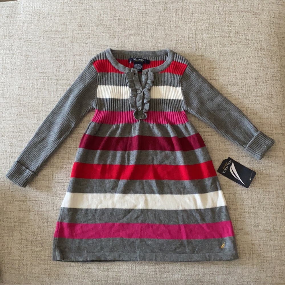 NEW nautica long sleeve striped nautical knit dress and bloomers set 18 months